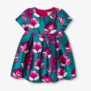 Floral Kids Dress in Teal and Pink jacadi satin formal